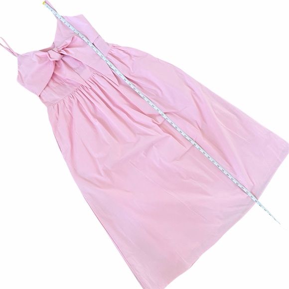 Deluc Padua Pink Poplin Maxi Dress | NWT | Bow Tie V-Neck | Size M - Picture 11 of 16